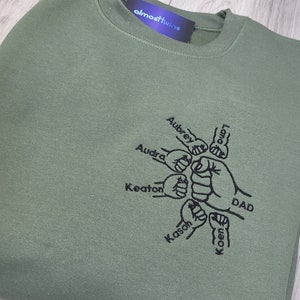 Custom Embroidery Sweatshirt for Dad, Personalized Dad Embroidered Sweatshirt With Kids Names, Fathers Day gift from kids, gift for him