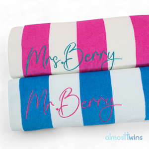 Custom Striped Embroidered Oversized Cabana Beach Towels, Gift for couples, Custom name towels, Honeymoon and Birthday Vacation Gift