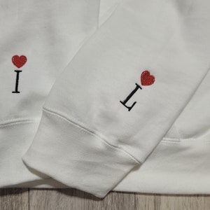 Custom Embroidered Roman Numerals Sweatshirt for couples, Add your Initial on the Sleeve, Anniversary, Valentines Day and Christmas Gift image 8