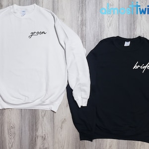 Groom and Bride matching couple Sweatshirts, Anniversary Gift, Honeymoon Gift, Christmas Gift, Valentine&#39;s Day gift, Gift for him