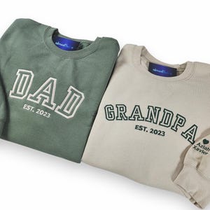 Custom Kids Name and Heart on Sleeve Sweatshirt, Grandpa or Dad Est. Year Hoodie, New Dad Gift, Personalized Father's Day Gift, Custom Gift
