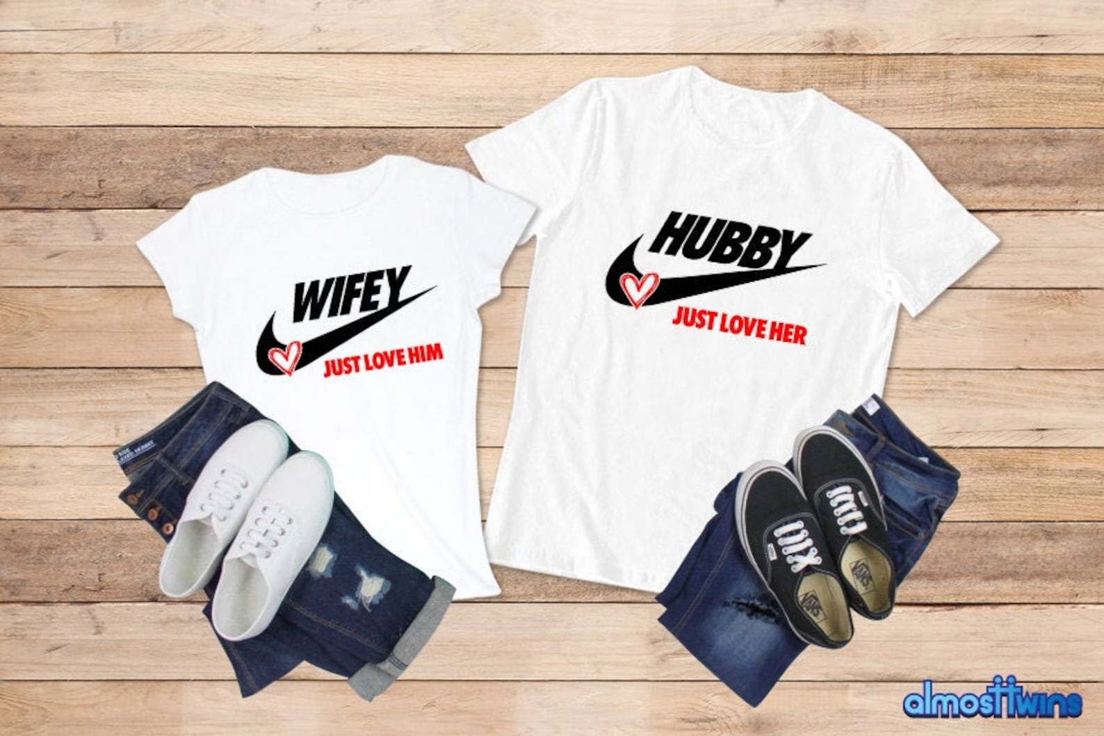 Couples Hubby-Wifey Nike matching tshirts Christmas gift | Etsy