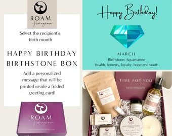 Birthstone Happy Birthday Gift Box, Personalized Gift for Women, Birthday Present, Gift for Her, Gift for Best Friend, Free Shipping