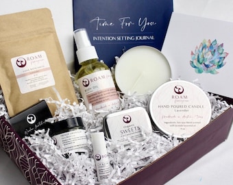 Women’s Wellness Gift Box for Self Care, Mindfulness Spa Essentials Gift Set, Natural Relaxation Lavender Bath Set, Thinking of You Gift