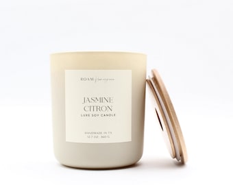 Jasmine Citron Scented Soy Candle, 12.7 oz, Phthalate-Free Jar Candle, Clean Burning, Luxe Home Decor