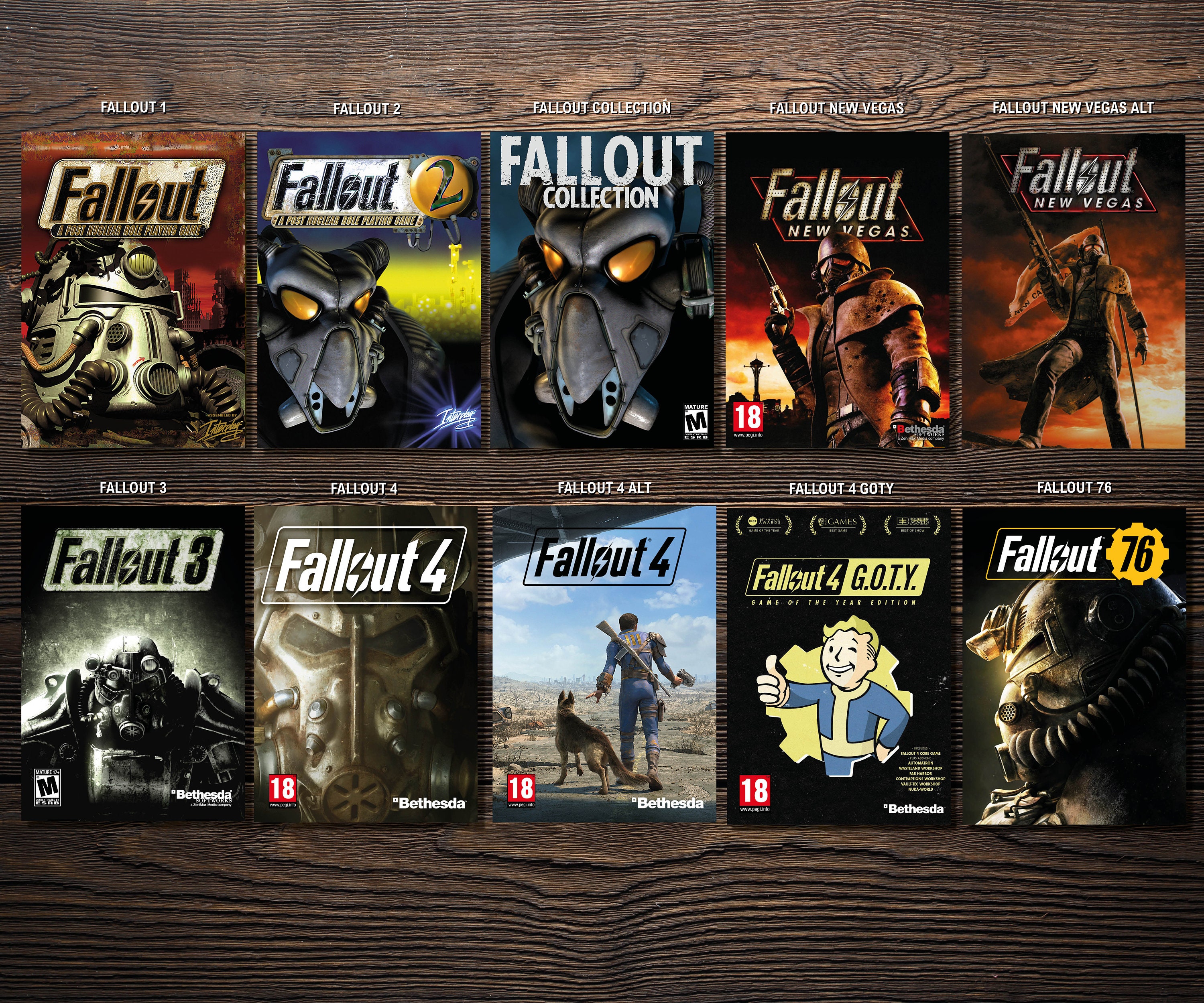 Fallout Series Box Art Prints A4 210x297mm 