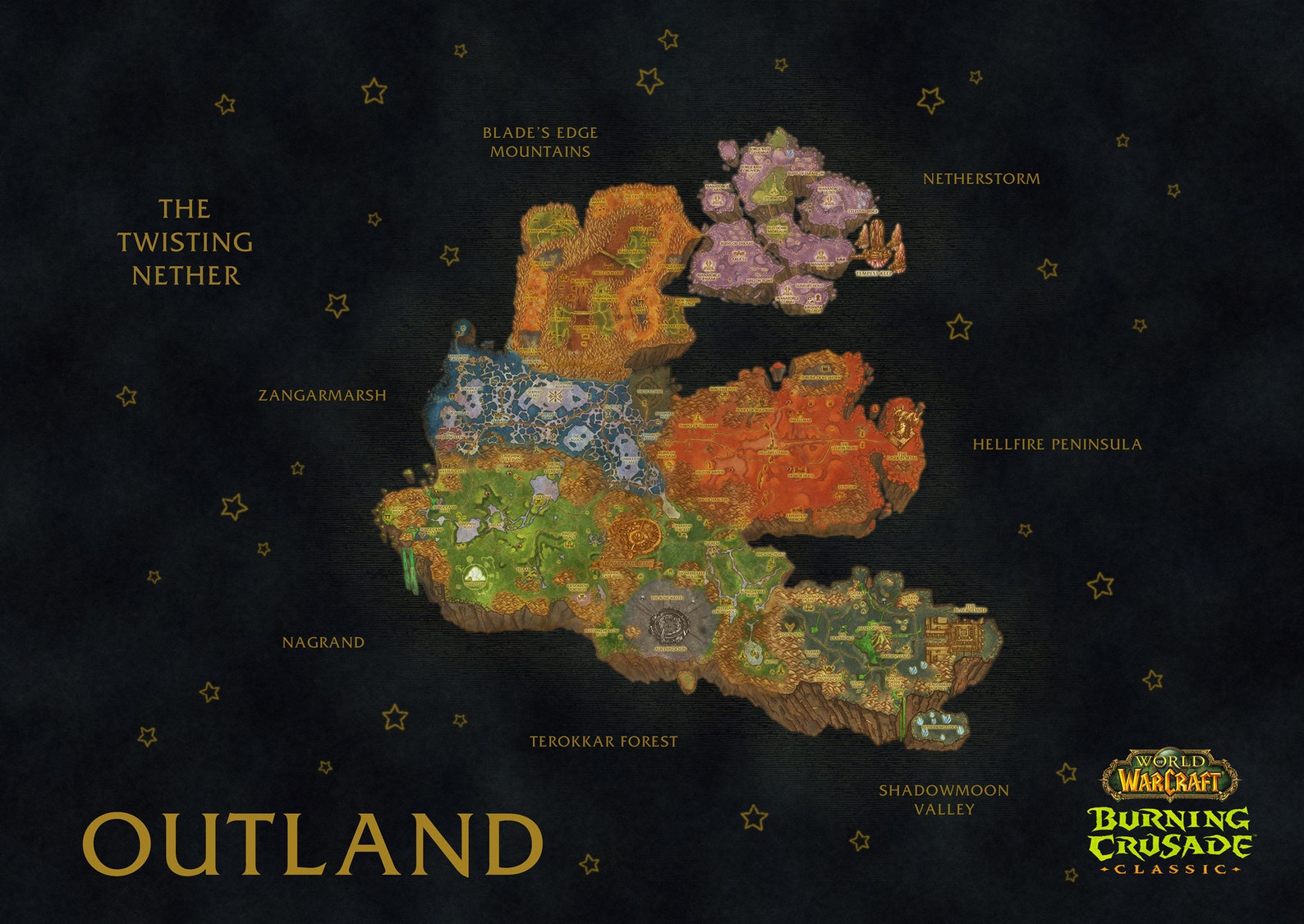 World of Warcraft Burning Crusade Classic Outland Map High Etsy