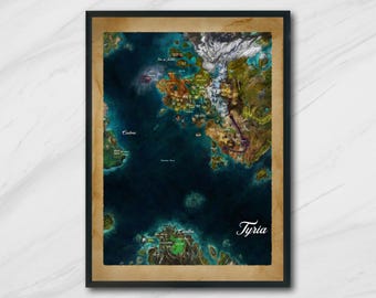 Guild Wars 2, Tyria Map Portrait Version, High Quality A2 & A1 Prints