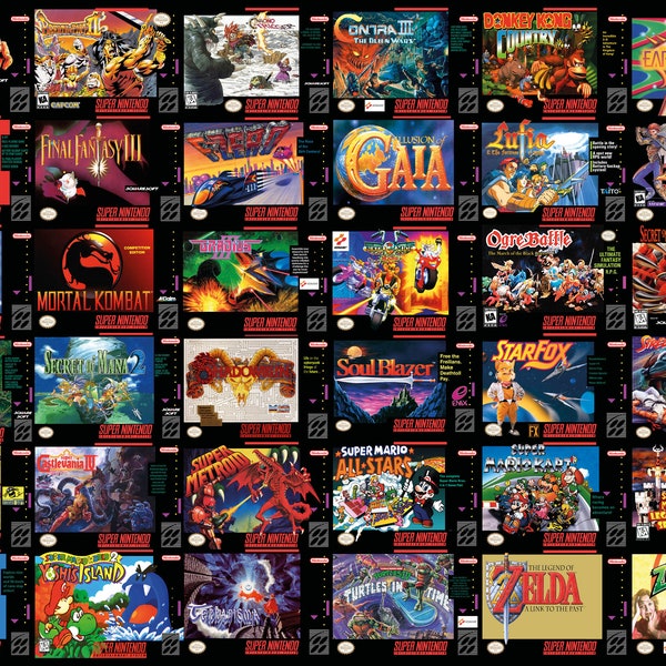 SNES Box Art A4 Prints (297x210mm) Super Nintendo Entertainment System