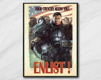 Fallout, Enlist Poster, High Quality A2 or A3 Print