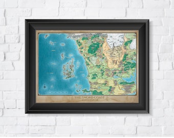 The Sword Coast Map, High Quality, A1/A2/16x24 Prints