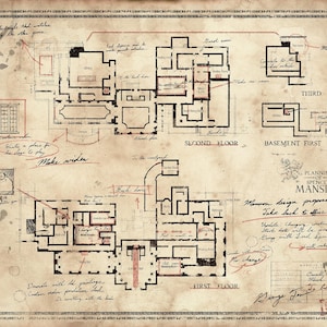 Resident Evil, plan The Spencer Mansion, hoge kwaliteit, A3/A2-afdrukken