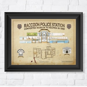 Resident Evil 2, The Raccoon Polizeistation Plan, High Quality, A3/A1/A2 Drucke