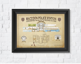 Resident Evil 2, The Raccoon Police Station Plan, High Quality, A2/A1 Prints