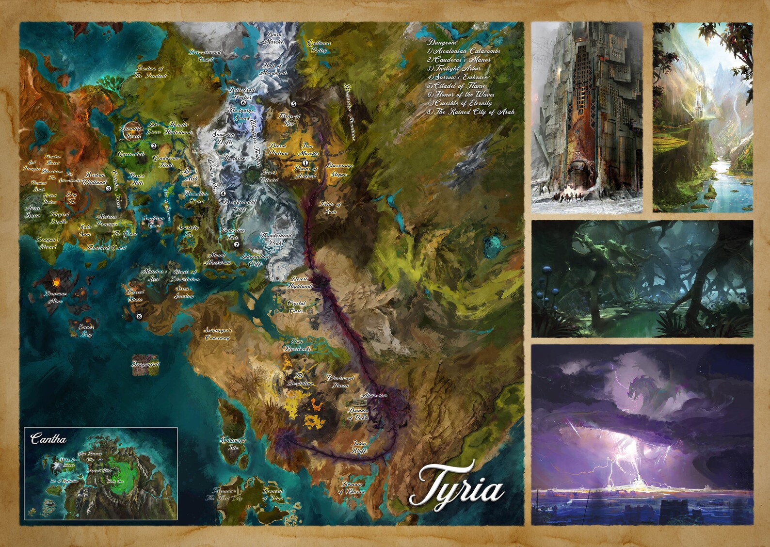 Guild Wars 2 Tyria Map High Quality A3 A2 & A1 Prints - Etsy