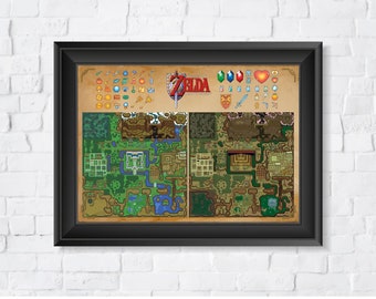 The Legend of Zelda, A Link to the Past, Custom made, A3, A2, A1 or 500x700mm, HP Photo print, SNES