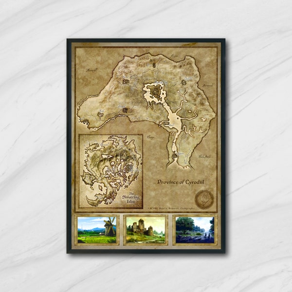 Oblivion, carte de la province de Cyrodiil (The Elder Scrolls 4), impressions de haute qualité