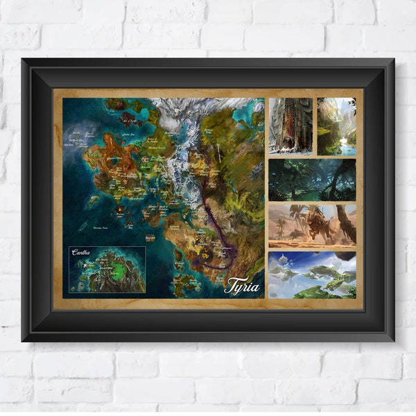 Guild Wars 2, Tyria Map, High Quality, A3, A2 & A1 Prints