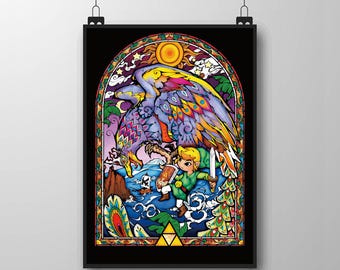 The Legend of Zelda, Windwaker Stained Glass, High Quality A2 or A1 Print
