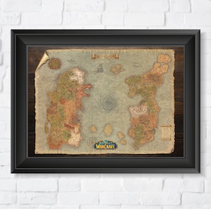 World of Warcraft vanille, carte du monde d'Azeroth, impression A3 haute qualité - Blizzard, WOW