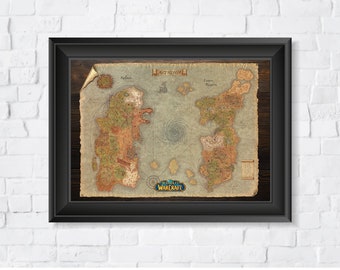 Mapa del mundo de Azeroth de World of Warcraft Vanilla, impresión A3 de alta calidad - Blizzard, WOW