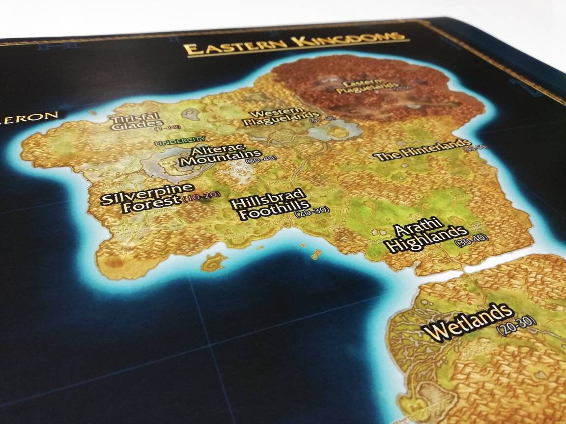 World of Warcraft Classic Zones Map A1 841x594mm HP Photo | Etsy