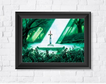 The Legend of Zelda, A Link to the Past, Master Sword Artwork, A2, A1 or 500x700mm, HP Photo print, SNES