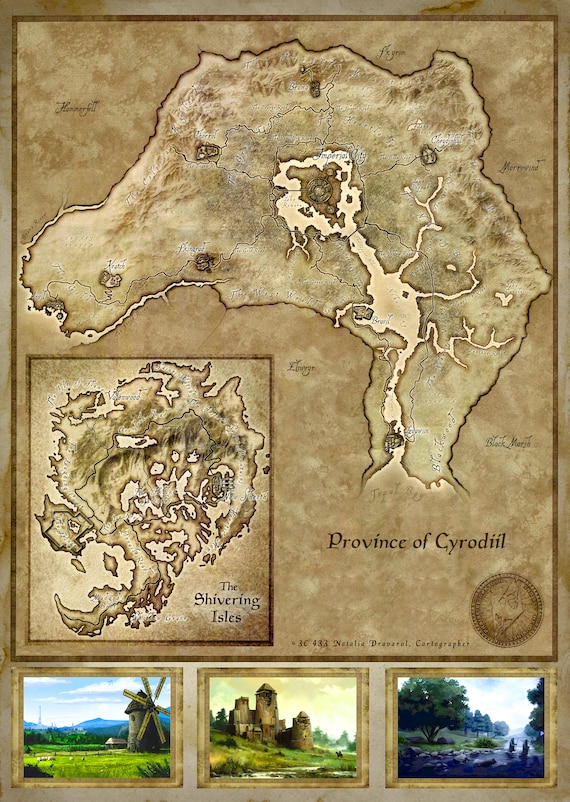Elder Scrolls 4 Map Oblivion Cyrodiil Province Map The Elder Scrolls 4 High | Etsy Uk