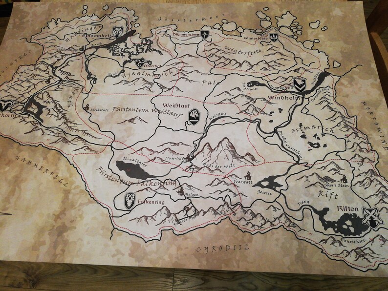 Skyrim Province Map German/Deutsche Version High Quality | Etsy