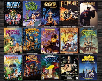 Lucas Arts Games Box Art Posters A4 (297x210mm), Monkey Island,