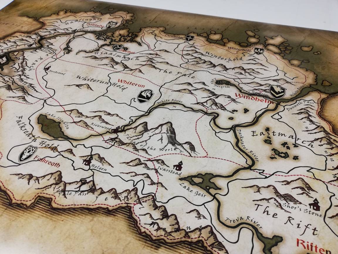 Skyrim Province Map The Elder Scrolls 5 High Quality A1 Etsy Skyrim Province Map The Elder Scrolls 5 High Quality A1 Etsy