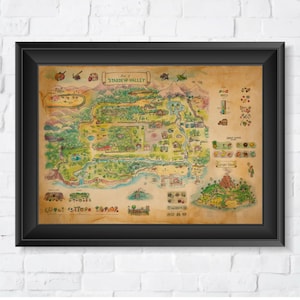 Carte de Stardew Valley et de l'Île du Gingembre, haute qualité, formats A1/A2