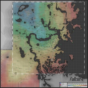 Fallout 4, The Commonwealth Map, High Quality, 600x600mm Print - Bethesda