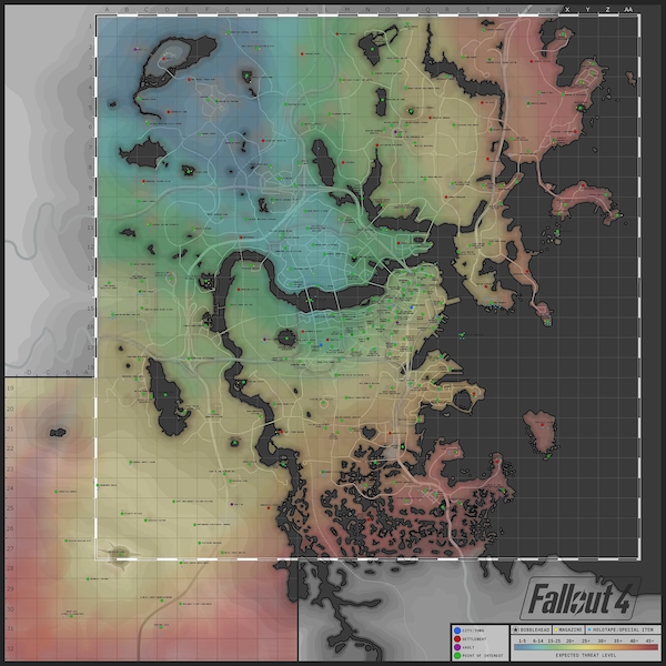 Fallout 4, The Commonwealth Map, High Quality, 600x600mm Print - Bethesda