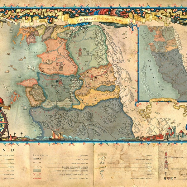 The World of The Witcher Map, The Northern Kingdoms, High Quality, A1/A2 Prints