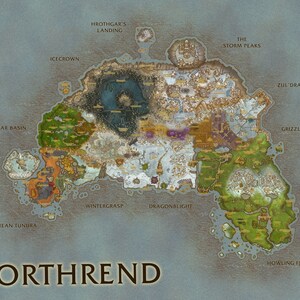 World of Warcraft Nordend Karte, Hohe Qualität, A3, A2 oder A1