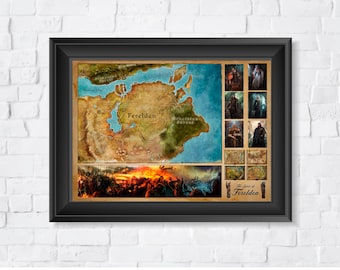 Dragon Age Origins, Fereldan Map, High Quality, A3, A2 or A1 Prints