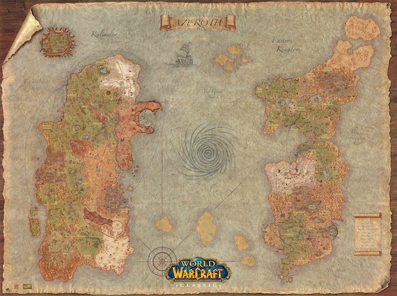 world of warcraft world map poster World Of Warcraft Azeroth World Map High Quality Approx A1 Etsy world of warcraft world map poster