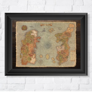 World of Warcraft vanille, Azeroth-wereldkaart, alternatieve versie, hoge kwaliteit, A3-, A2- of A1-afdrukken - Blizzard, WOW
