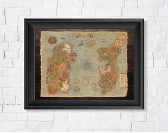 World of Warcraft Vanilla, Azeroth World Map, Alternative Version, High Quality, A2 or A1 prints- Blizzard, WOW