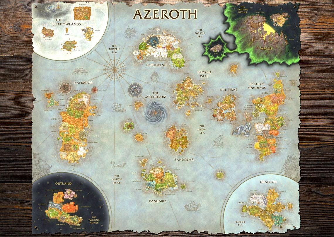 World of Warcraft retail Full World Map High Quality Etsy