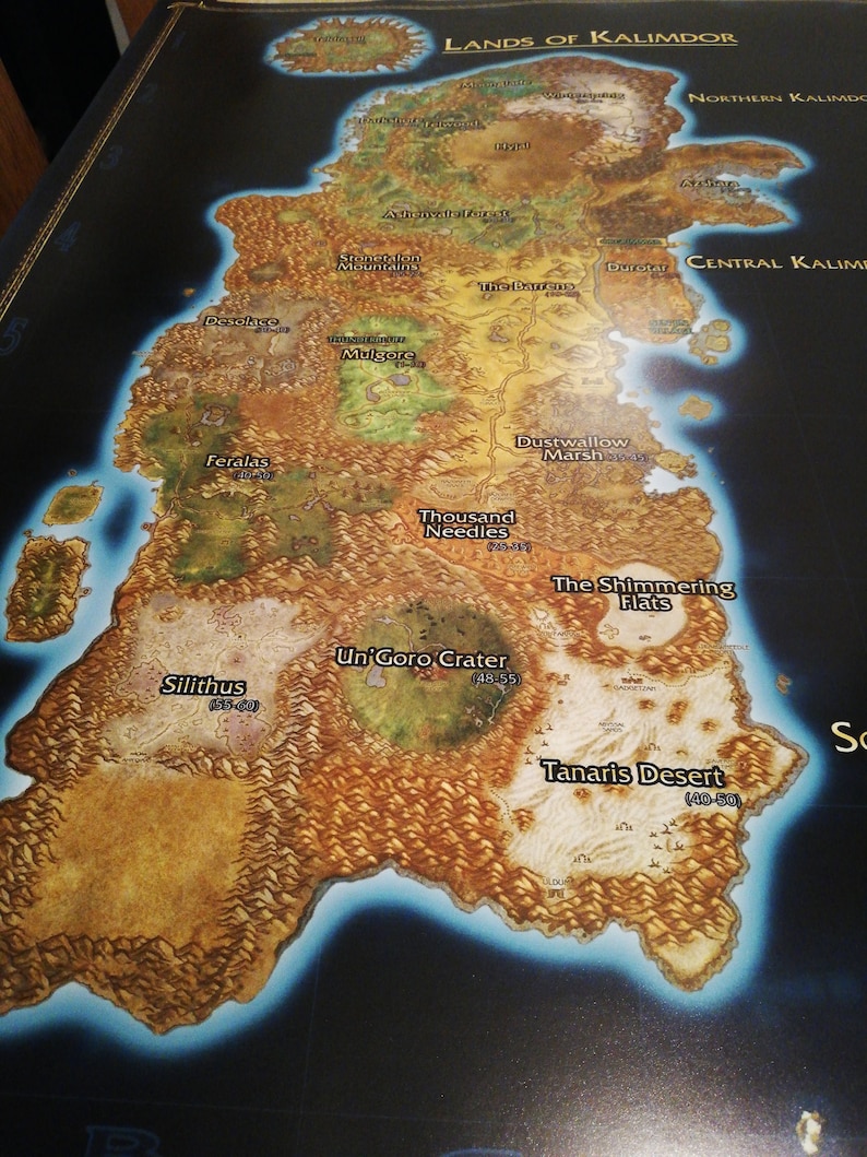 World of Warcraft Classic Zones Map A1 841x594mm HP Photo Etsy