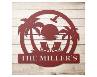 Personalized Beach Sunset Custom Metal Wall Art Sign