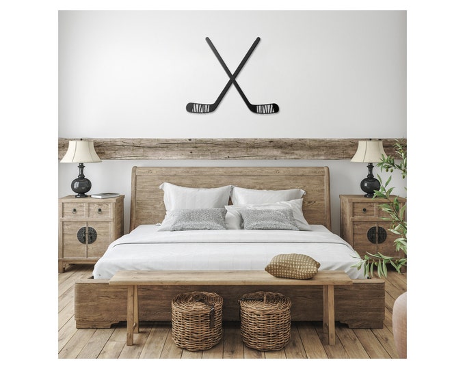 Hockey Sticks Metal Wall Art: Sports Decor Sign