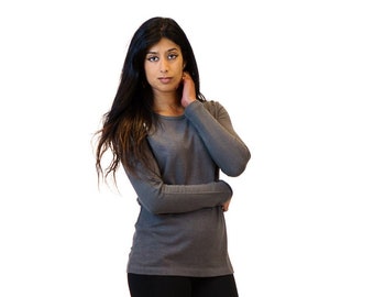 Womens Hemp Long Sleeve Crew Shirt|LongSleeve Organic Cotton and Hemp Tshirt|Hemp Clothing