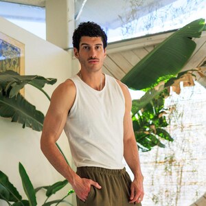 Hemp Tank Top Workout Shirt Gym Clothing Organic Material Breathable Fabric Athletic Wear Sustainable Fashion Muscle Tee Fitness Apparel Natural Fiber Eco Friendly Lifting Shirt Performance Gear Moisture Wicking Design Comfortable Fit