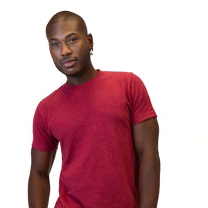 Men's Hemp T-Shirt, Hemp and Organic Cotton Urban Crew Shirt, Blue, Gray, Olive, Burgundy, Natural, or Black S-XXL Asatre Burgundy