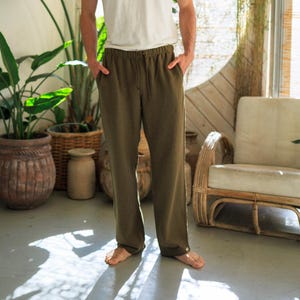 Mens Sweatpants • Tall Hemp Pants Organic Cotton Loungewear• Comfort Wear Sustainable Fleece •Drawstring Trouser Winter Weight Eco Friendly