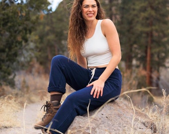 Hemp Pants Women – Organic Cotton Terry, Elastic-Free Drawstring, Cold Weather Loungewear Sweatpants