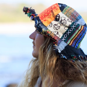 Hemp Sun Hat Boho Style Bucket Bohemian Design Earth Friendly Unisex Accessory Festival Wear Summer Protection Eco Breathable Headwear Beach